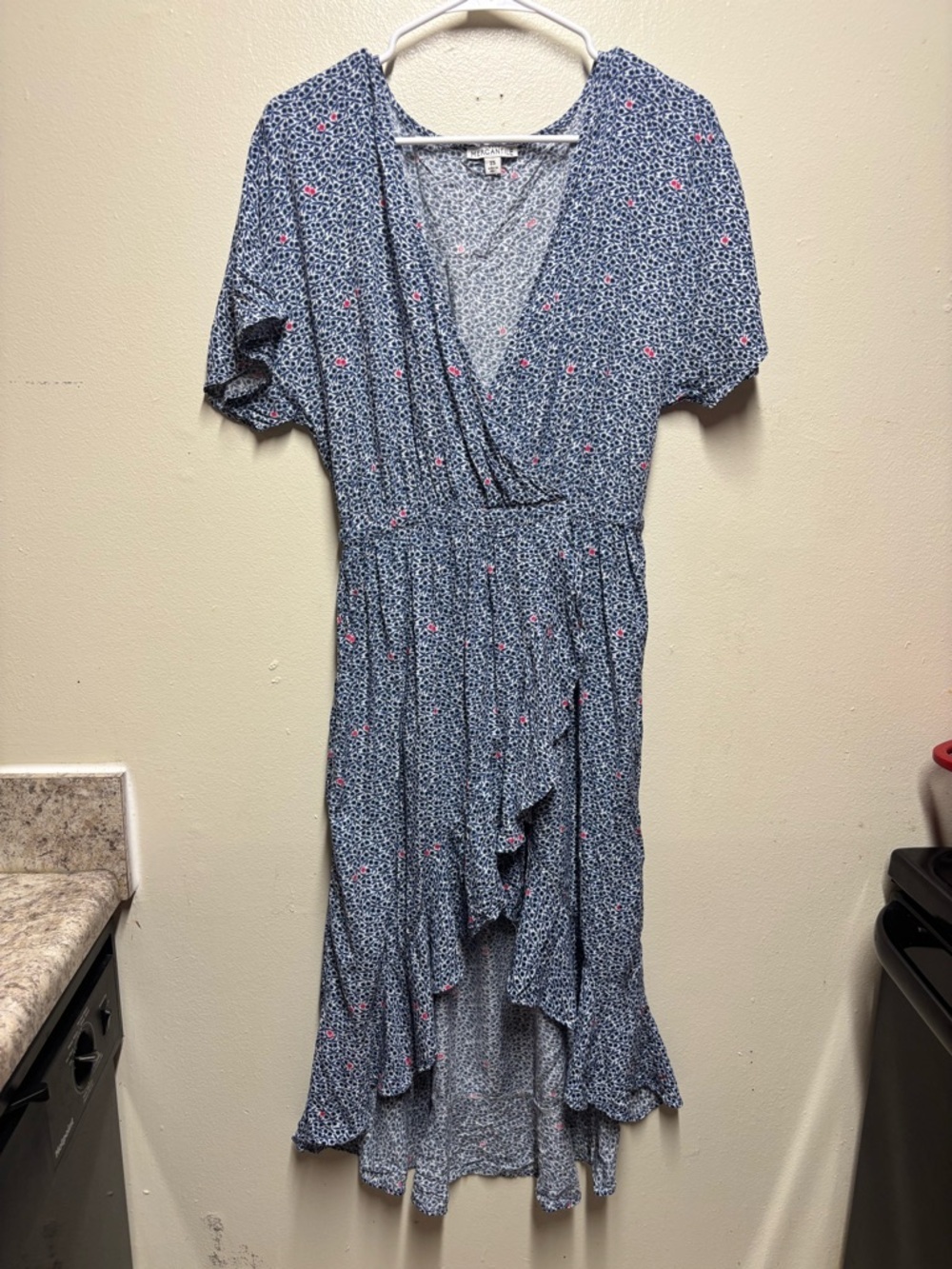 j.Crew Mercantile V-neck high-low ruffle-hem dress xs floral print - Picture 2 of 8